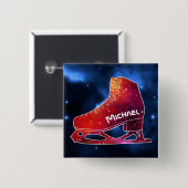 Personalized Figure Skating Space Boot Vierkante Button 5,1 Cm (Voorkant /achterkant)