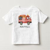 Personalized Fire Truck, Cute Custom Name Firefigh Kinder Shirts (Voorkant)