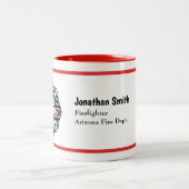 Personalized Firefighter Dad Name Thin Red Line  Tweekleurige Koffiemok (Center)