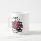 Personalized Firefighter Dad Name W/ Firetruck Koffiemok (Voorkant links)