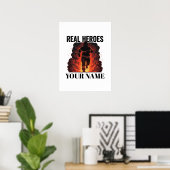 Personalized Firefighter Poster – Custom Name (Thuiskantoor)