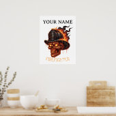Personalized Firefighter Skull Fireman Fire Dept Poster (Keuken)