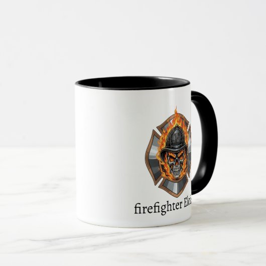 Personalized Firefighter Skull Fireman  Mok (Voorkant rechts)