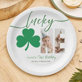 Personalized First Birthday Shamrock Photo Party  Papieren Bordje