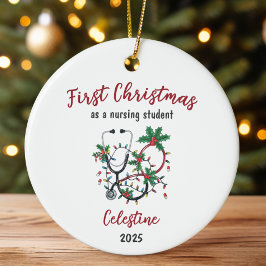 Personalized First Christmas as a Nursing Student Keramisch Ornament