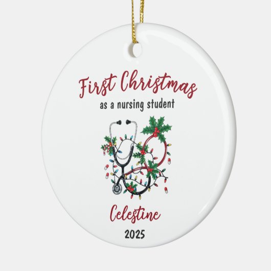 Personalized First Christmas as a Nursing Student Keramisch Ornament (Links)