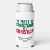 Personalized FIRST CHRISTMAS AS CHRISTIAN Seltzer Blikjeskoeler (Seltzer Voorkant)