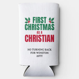 Personalized FIRST CHRISTMAS AS CHRISTIAN Seltzer Blikjeskoeler