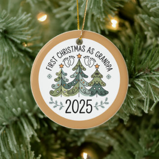 Personalized First Christmas as Grandpa Keramisch Ornament