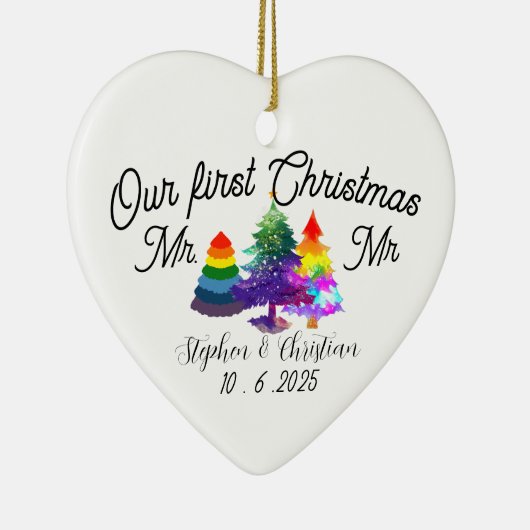 Personalized First Christmas As Mrs & Mrs Keramisch Ornament (Rechts)