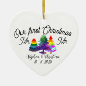Personalized First Christmas As Mrs & Mrs  Keramisch Ornament (Voorkant)