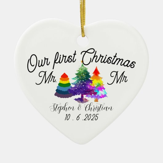 Personalized First Christmas As Mrs & Mrs  Keramisch Ornament (Voorkant)