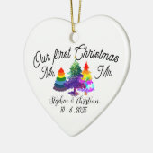 Personalized First Christmas As Mrs & Mrs  Keramisch Ornament (Links)