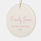 Personalized First Christmas Baby Photo Name Pink Keramisch Ornament (Links)