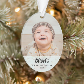 Personalized First Christmas Baby Photo Ornament