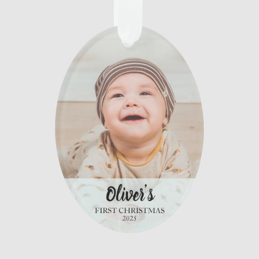 Personalized First Christmas Baby Photo Ornament (voorkant)