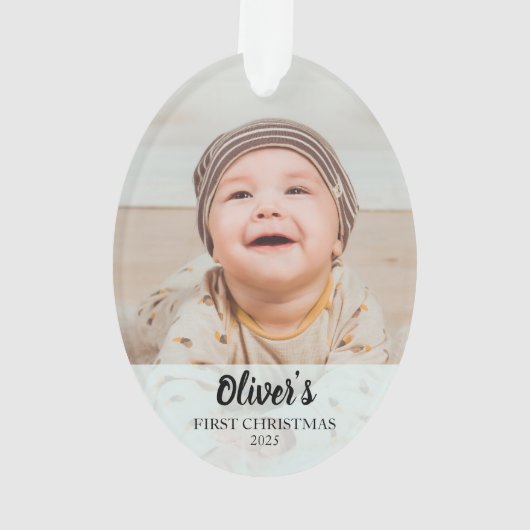 Personalized First Christmas Baby Photo Ornament (achterkant)