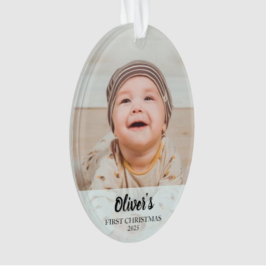 Personalized First Christmas Baby Photo Ornament (voorkant)