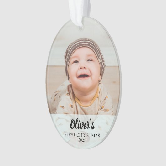 Personalized First Christmas Baby Photo Ornament (voorkant)