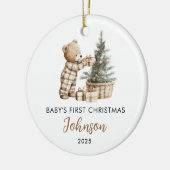 Personalized First Christmas for Baby Bear Keramisch Ornament (Links)