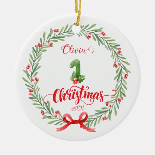 Personalized First Christmas Ornament with Photo (Voorkant)
