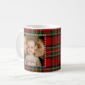 Personalized First Christmas Photo Tartan Koffiemok (Voorkant links)