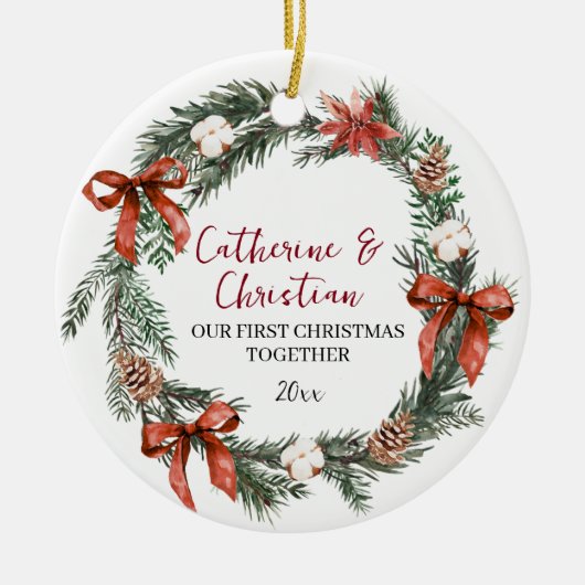 Personalized First Christmas Together Keramisch Ornament (Voorkant)