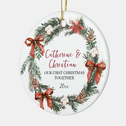Personalized First Christmas Together Keramisch Ornament (Links)