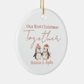 Personalized first Christmas together newlyweds Keramisch Ornament (Rechts)