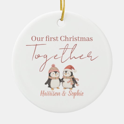 Personalized first Christmas together newlyweds Keramisch Ornament (Voorkant)