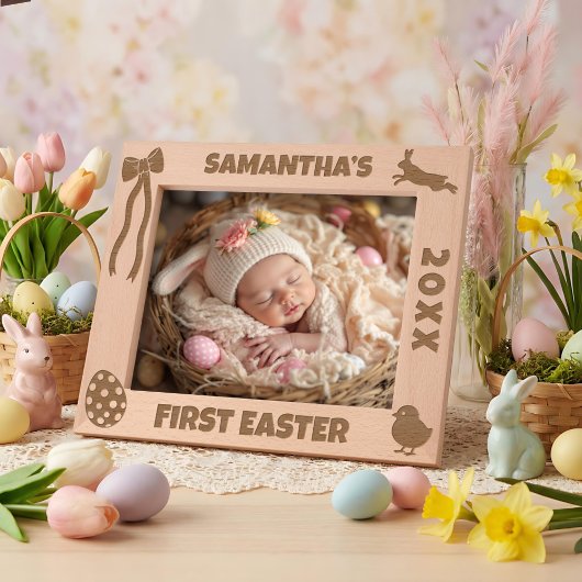 Personalized First Easter-Bunny, Eggs, Chick, Bow Gegraveerde Lijstjes