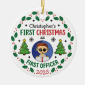 Personalized First Officer Custom Name Christmas Keramisch Ornament (Voorkant)