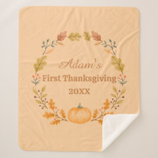 Personalized First Thanksgiving Sherpa Deken