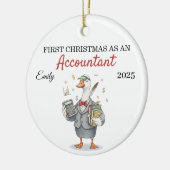 Personalized First Year Accountant silly goose Keramisch Ornament (Links)