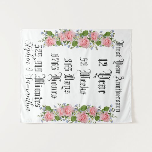 Personalized first  year anniversary typography  wandkleed (Voorkant (horizontaal))