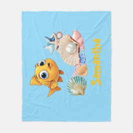 Personalized Fish Blanket | Custom Name Ocean  Fleece Deken