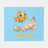 Personalized Fish Blanket | Custom Name Ocean Fleece Deken (Voorkant (Horizontaal))