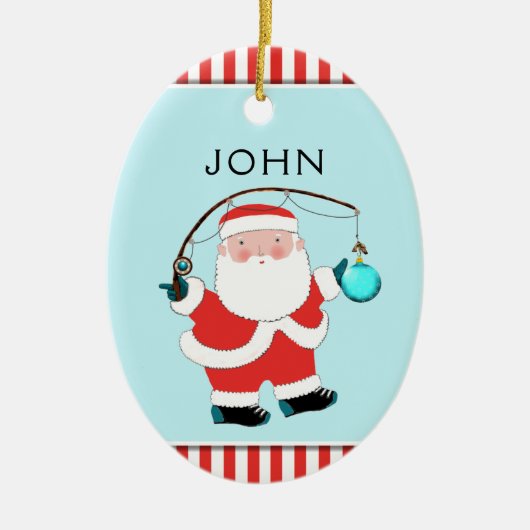 Personalized Fishing Keepsake Ceramic Ornament (Voorkant)