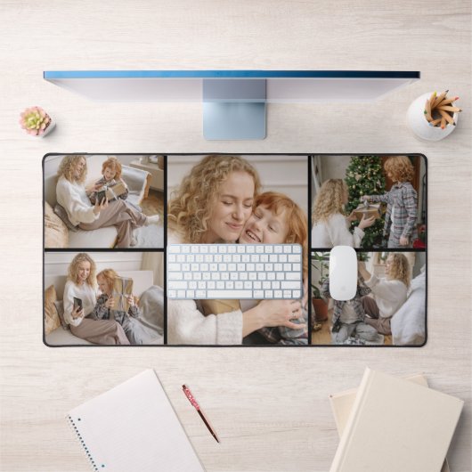 Personalized Five Photo Collage Desk Mat (Kantoor 1)