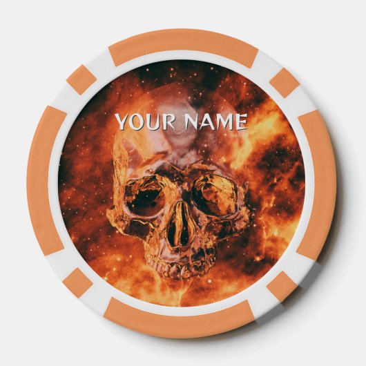 Personalized Flaming skull in space Poker Chips (Achterkant)