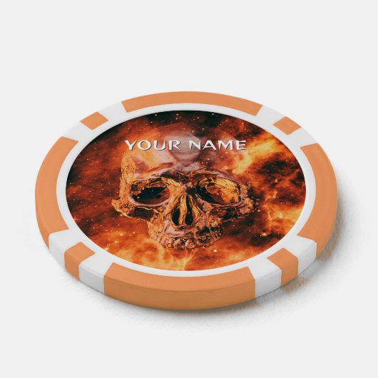 Personalized Flaming skull in space Poker Chips (Enkel)