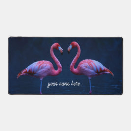 Personalized Flamingo Couple Desk Pad