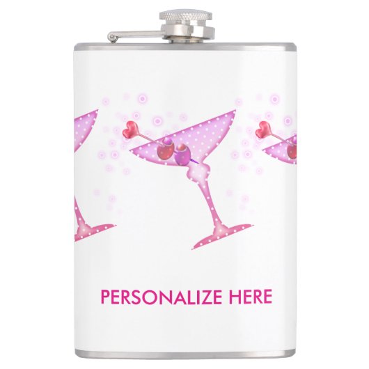 PERSONALIZED FLASK - ROZE MARTINI HEUPFLES (Voorkant)