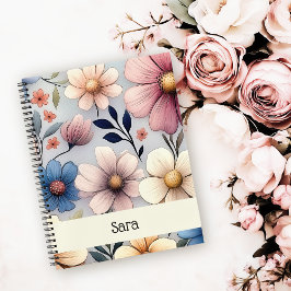 Personalized Floral 8.5x11 College Ruled Notebook Notitieboek