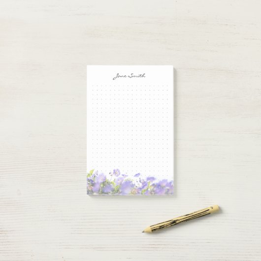 Personalized floral aesthetic dot Grid Post-it® Notes (Op bureau)