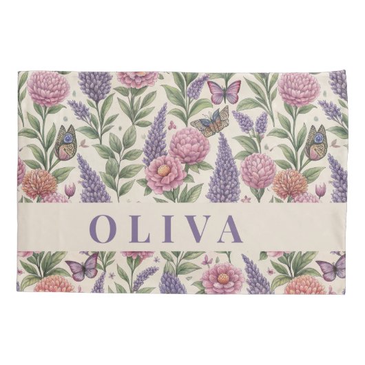 Personalized Floral and Botanical Pillow Case Kussensloop (Achterkant)