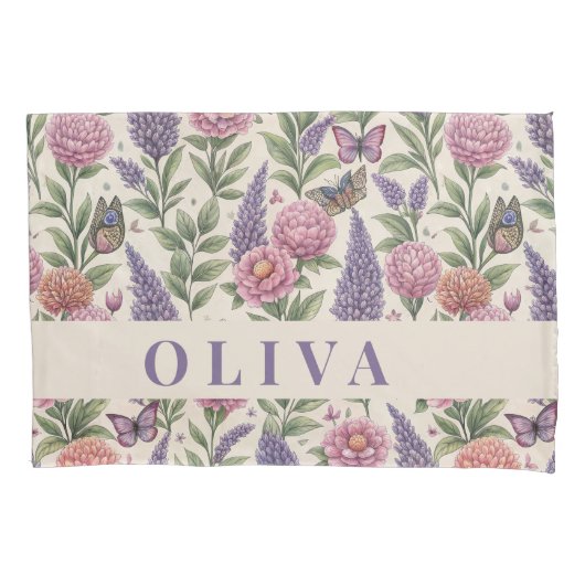 Personalized Floral and Botanical Pillow Case Kussensloop (Voorkant)