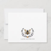 Personalized Floral Bee Laurel Notitiekaartje (Voorkant)