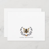 Personalized Floral Bee Laurel Notitiekaartje (Voorkant / Achterkant)
