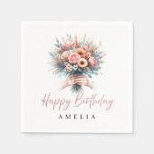 Personalized Floral Birthday Napkins Custom Name Servet (Voorkant)